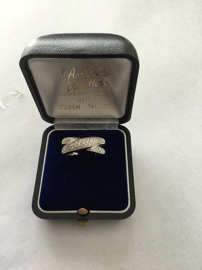 Gouden ring met diamanten, Bijoux, Sacs & Beauté, Bagues, Comme neuf, Or, Enlèvement, Blanc