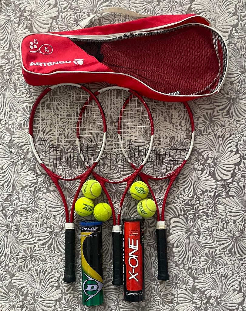 Raquettes et balles de tenis à vendre, Sports & Fitness, Enlèvement, Utilisé, Raquette, Autres marques
