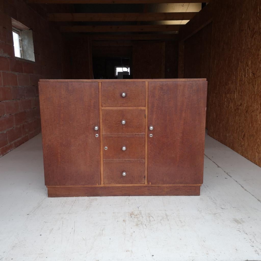 Rare Bahut Moderniste 1930 Loupe DE COENE FRÈRES Art Déco, Avec tiroir(s), 25 à 50 cm, Art deco, 100 à 150 cm