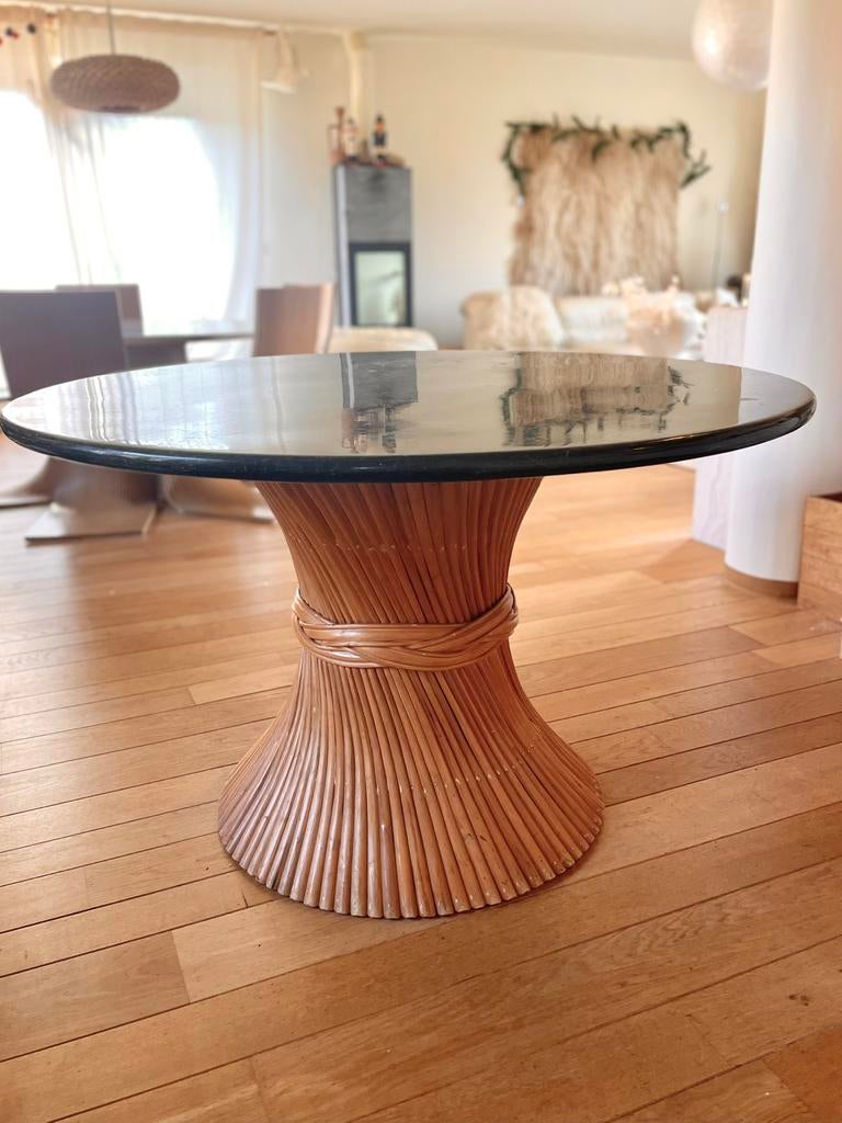 Vintage Hollywood Regency Wheat Sheaf eettafel marmeren blad, Huis en Inrichting, Ophalen, Zo goed als nieuw