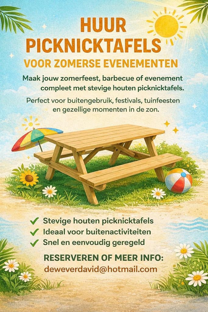 Verhuur picknicktafels, Tuin en Terras, Picknicktafels, Ophalen