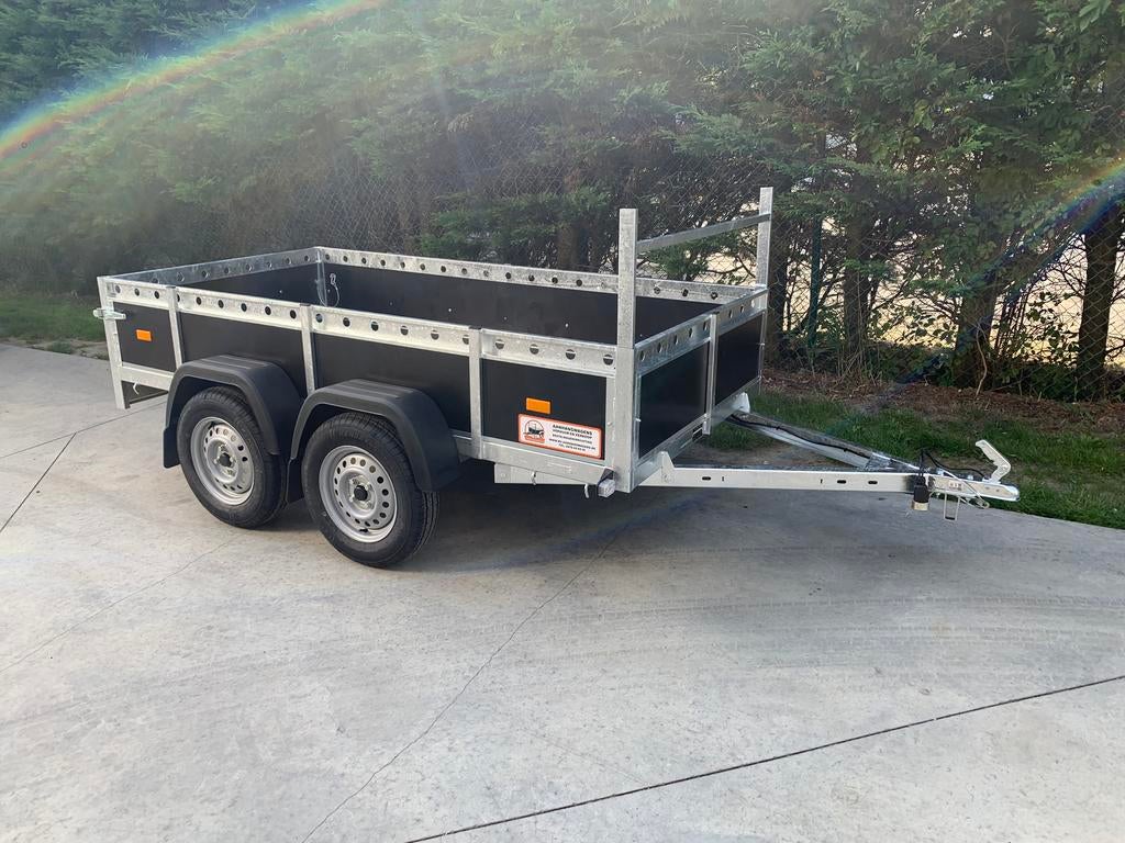 Remorque à double essieu 258x130 - roue jockey gratuit, Enlèvement, Neuf