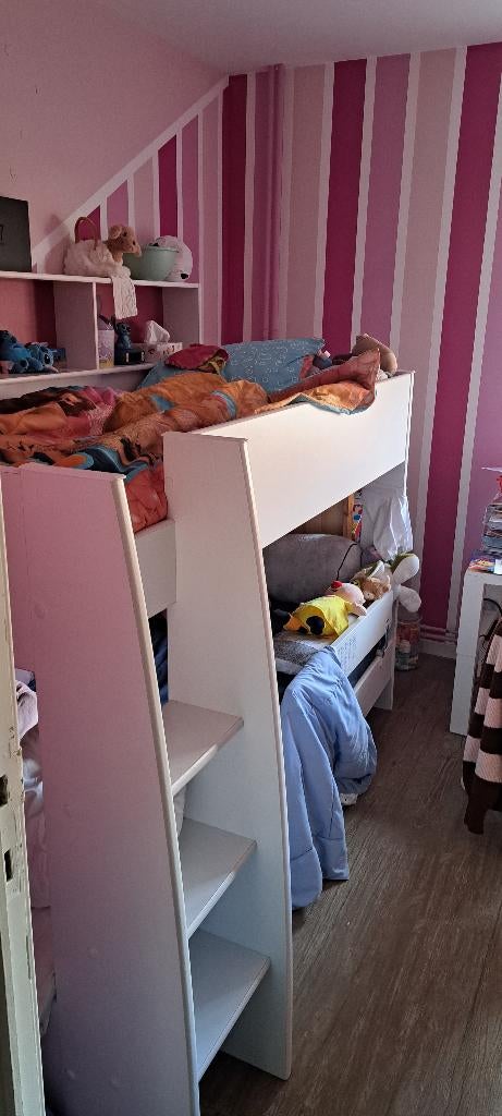 Stapelbed, Huis en Inrichting, Slaapkamer | Bedden, Ophalen, Zo goed als nieuw, Wit