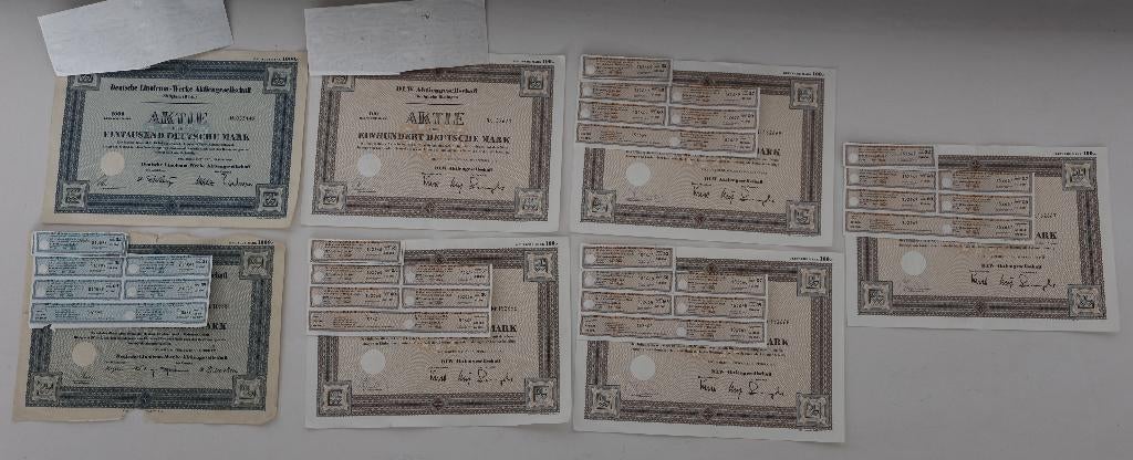 7 stuks duitse historische aandelen DLW, Postzegels en Munten, Verzenden, 1950 tot 1970, Aandeel