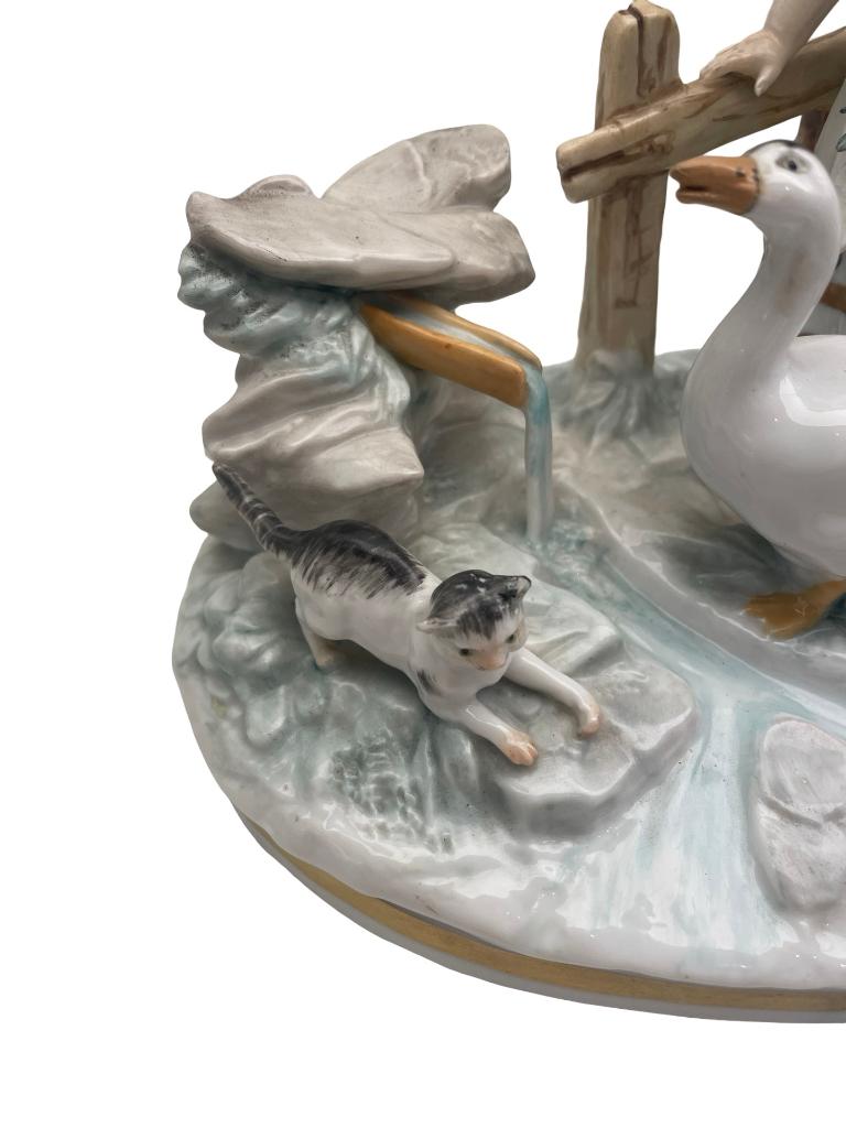 Duitse porseleingroep - Meisje met ganzen, Antiek en Kunst, Antiek | Porselein, Ophalen of Verzenden