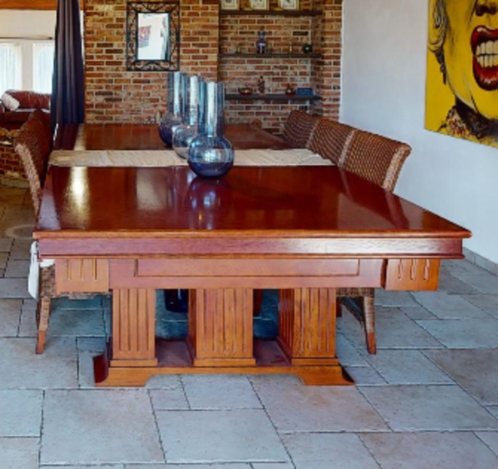 professioneel poolbiljart eiken en tevens eettafel, Ophalen, Zo goed als nieuw, Pooltafel