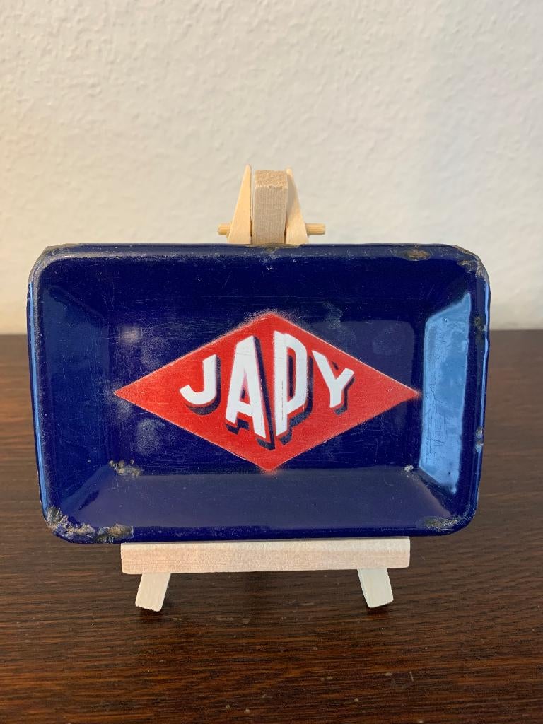 Rare coupelle Plaque émaillée JAPY, Enlèvement ou Envoi, Utilisé, Ustensile