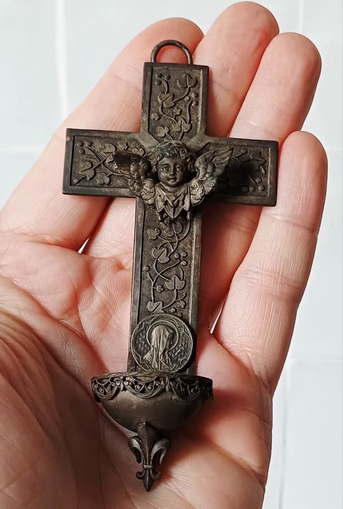 Antiek reis wijwatervat, Antiek en Kunst, Antiek | Religieuze voorwerpen, Ophalen of Verzenden