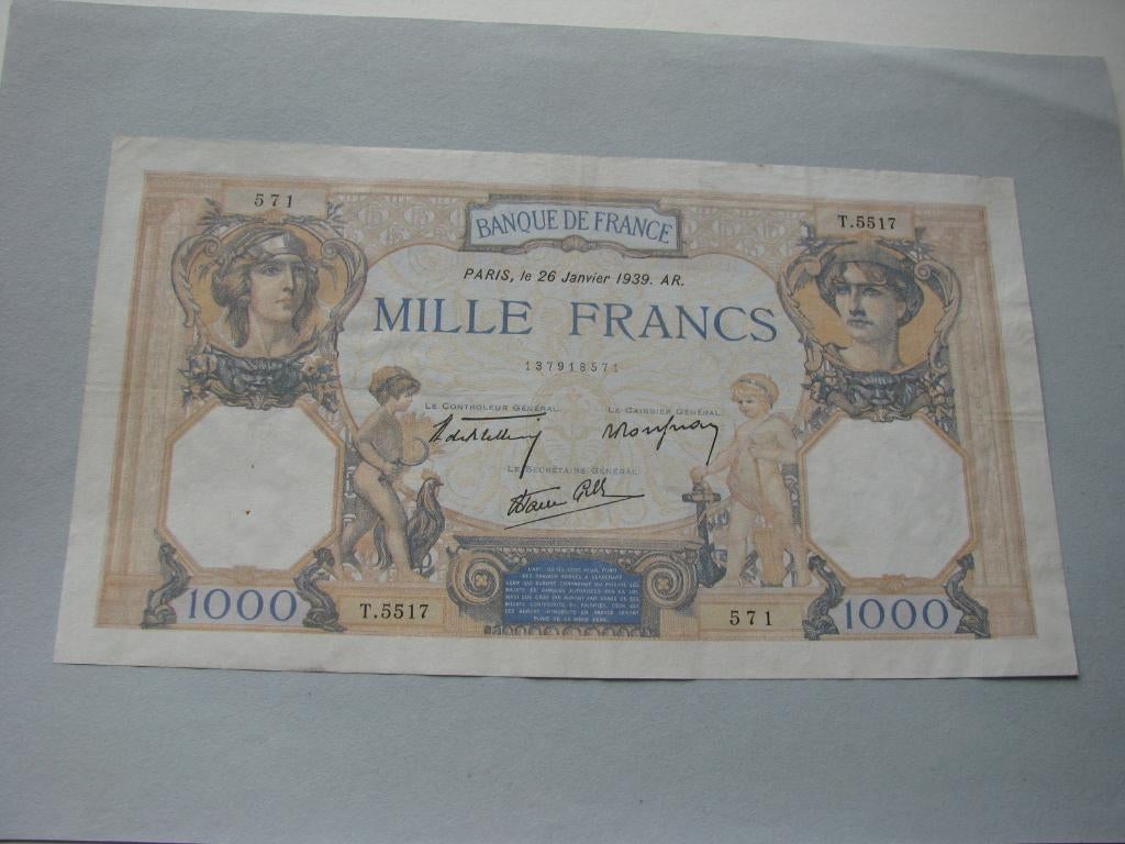 1000 francs type Céres et Mercure 1939, Envoi