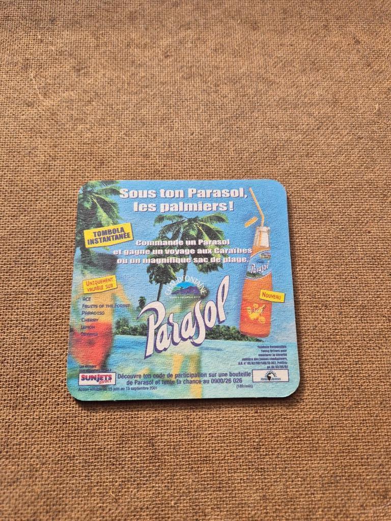 Sous bock Parasol (modèle 7), Collections, Marques de bière, Enlèvement ou Envoi, Utilisé, Sous-bock, Autres marques