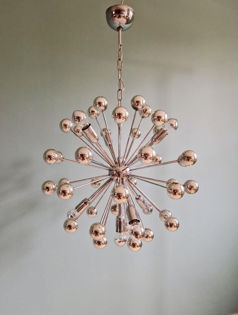 Lustre Sputnik en métal chromé, design Space Age, 1960, Enlèvement