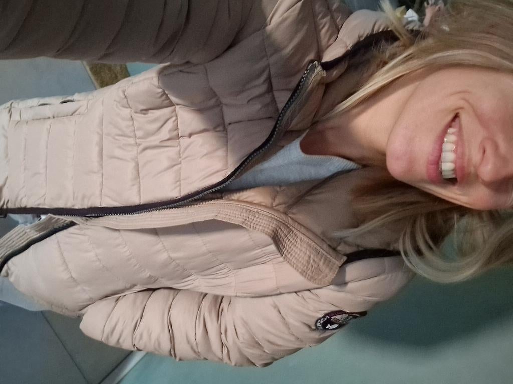 Gewatteerde jas Napapijri, Kleding | Dames, Jassen | Winter, Ophalen, Zo goed als nieuw, Beige