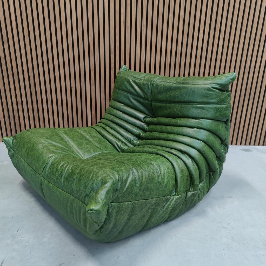 Ligne Roset togo - Eenzits  rustical green - vol aniline led, Ophalen of Verzenden