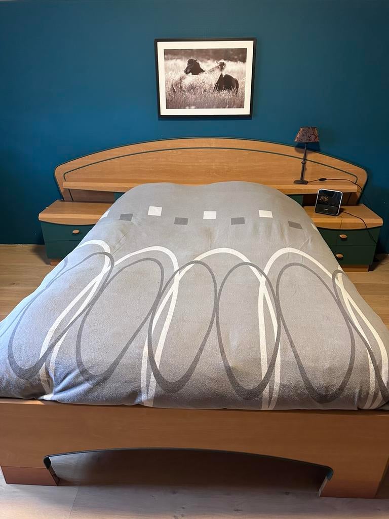 Jeugdkamer met dubbel bed, Huis en Inrichting, Slaapkamer | Complete slaapkamers, Ophalen, Gebruikt, Tweepersoons, Zie foto's