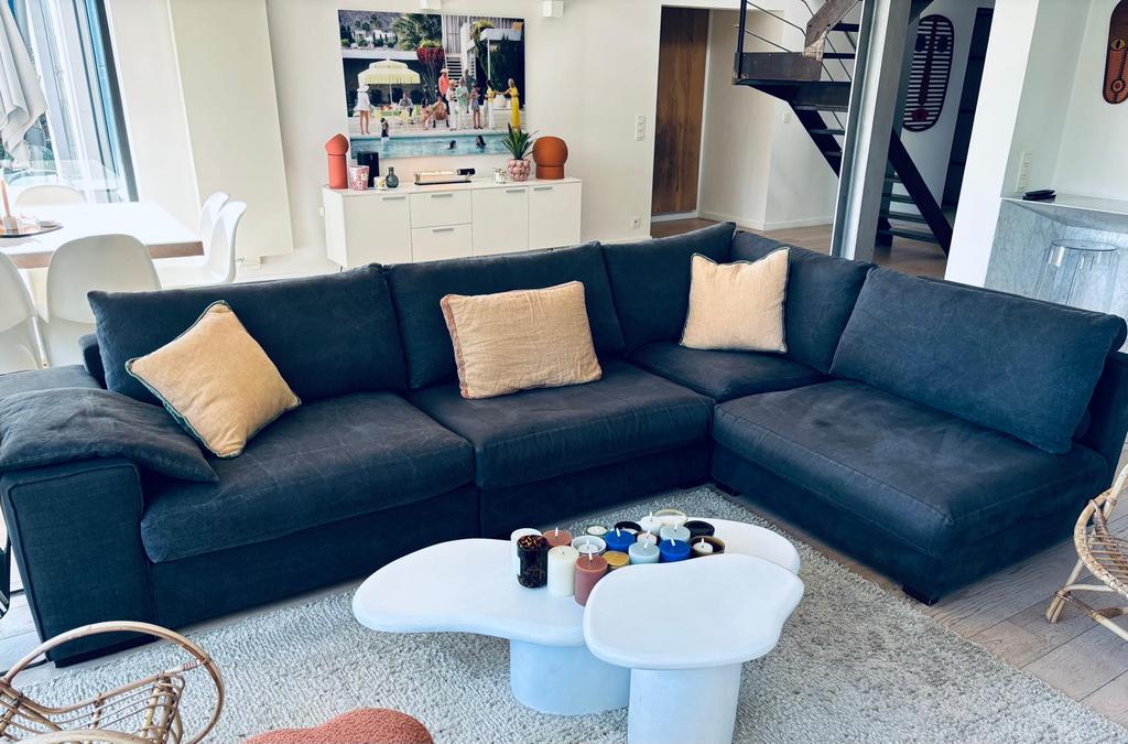 Moderne stoffen hoekbank - Zeer goede staat, Huis en Inrichting, Ophalen, Zo goed als nieuw