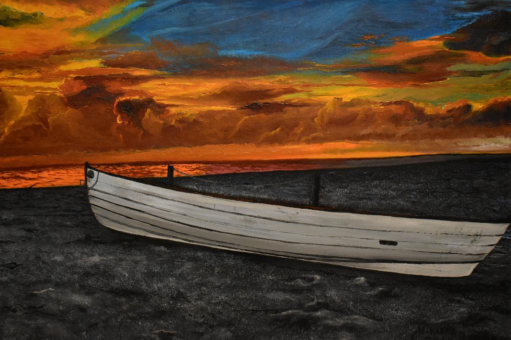 Paysage coucher de soleil kayak on plage, Enlèvement