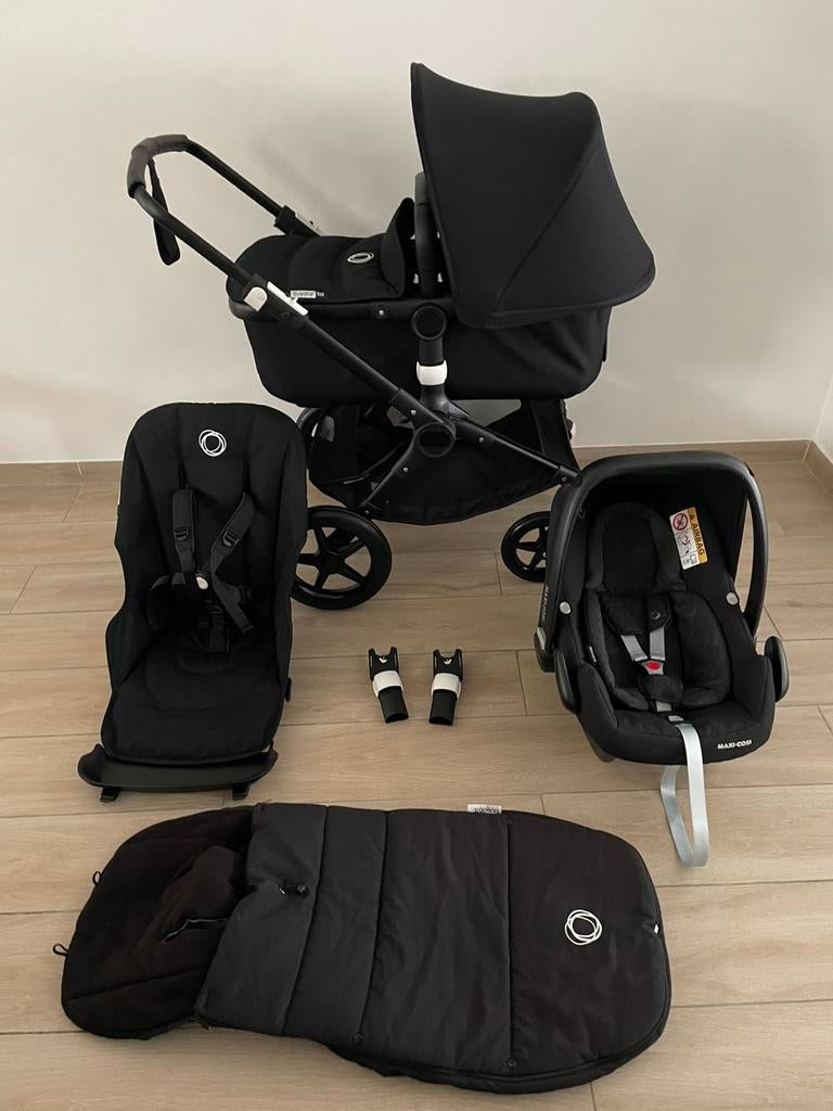 Bugaboo Fox 2 Midnight Black/Black 3-en-1 complète, Enfants & Bébés, Buggys, Comme neuf, Maxi-Cosi, Protection de pluie, Dossier réglable