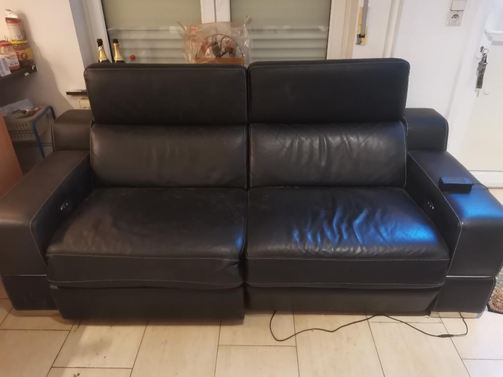 Divan 2 place électrique, Maison & Meubles, Fauteuils, Cuir, Enlèvement
