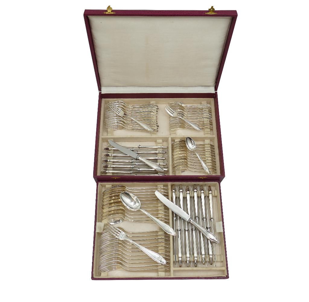 Verzilverde bestekcassette - Jager Solingen - 83st./12-pers., Antiek en Kunst, Verzenden