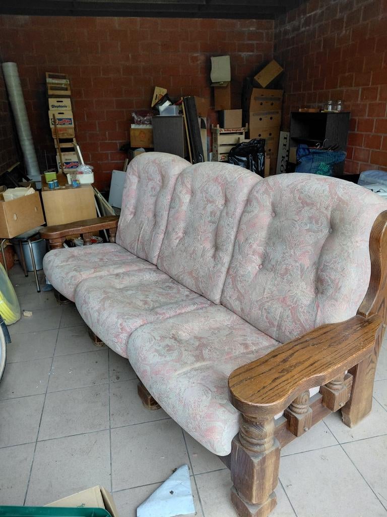 Zetel 3-zit met houten frame, Ophalen