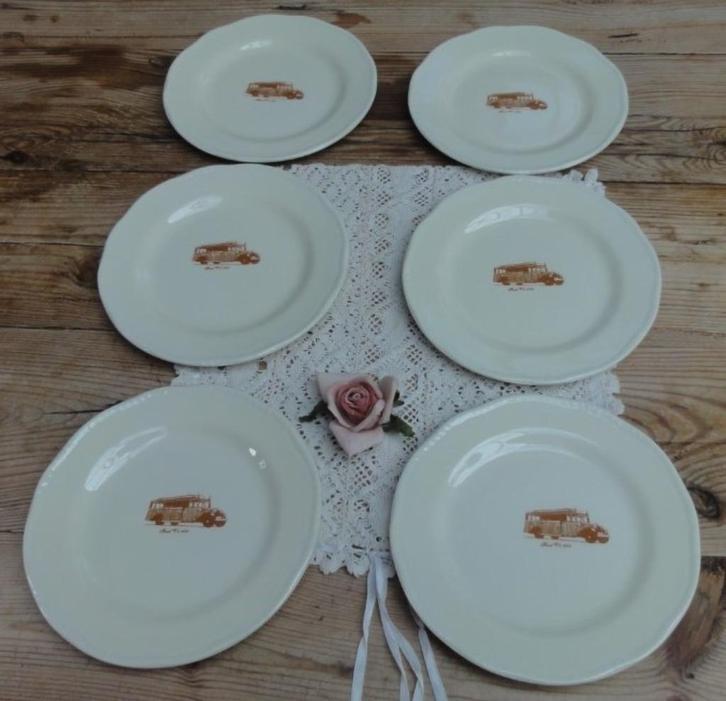 6 Engelse gebaksbordjes Wood & Sons, Ford V8,1934, oldtimer, -, Comme neuf, Autres types, Autres styles