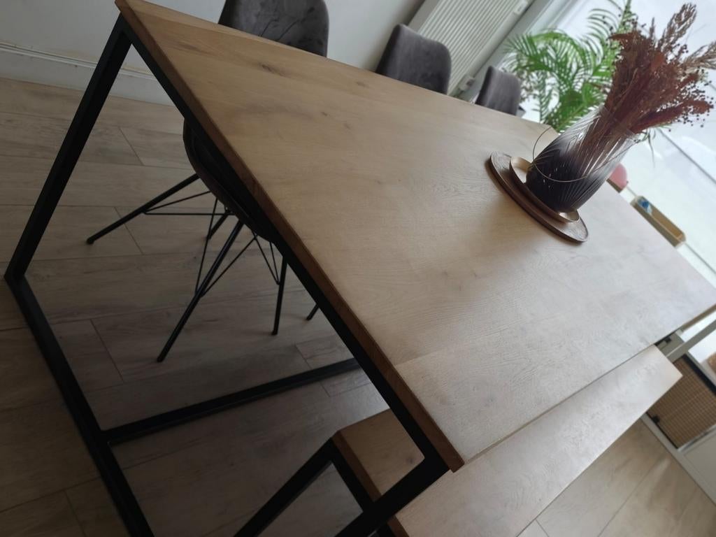 Eiken eettafel met bank., Maison & Meubles, Tables | Tables à manger, Enlèvement