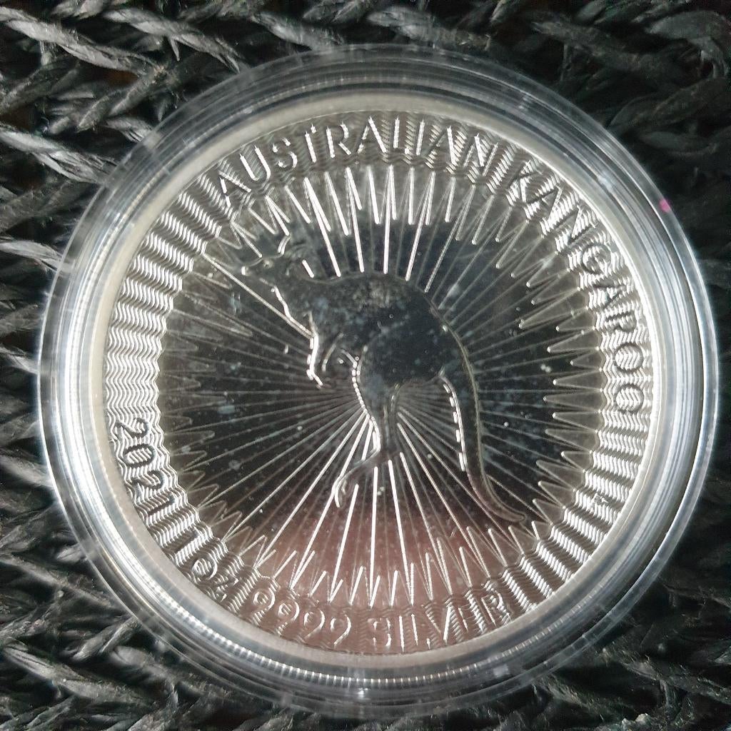 1 oz zilveren australian kangaroo 2021 incl.capsule, Verzenden, Zilver