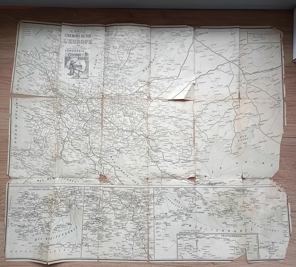 Carte des chemins de fer belges et européens 1902, Collections, Trains & Trams, Enlèvement ou Envoi