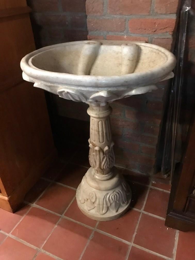 UNIEKE waskom met zuil uit India wasbak handgekapt in marmer, Enlèvement