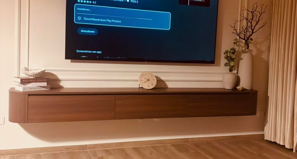 Hangkast tv walnoot 270cm lengte japandi stijl, Ophalen, Japandi, Nieuw, 200 cm of meer