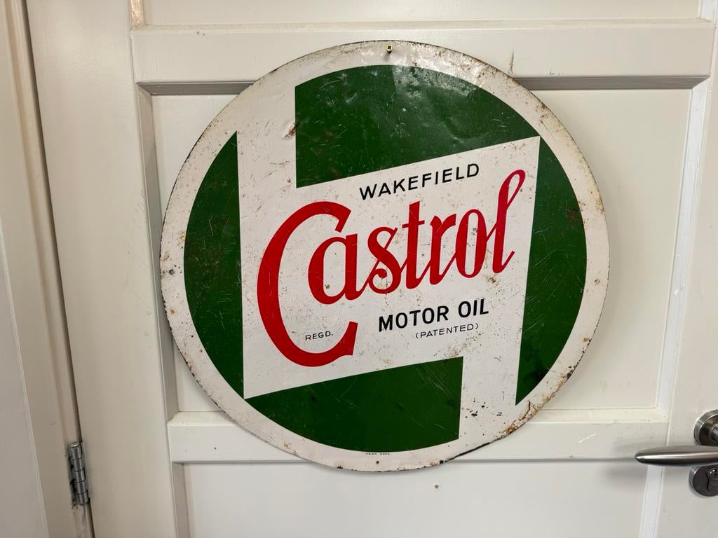 Ancienne enseigne publicitaire Castrol Bruxelles, Enlèvement ou Envoi, Utilisé, Panneau publicitaire