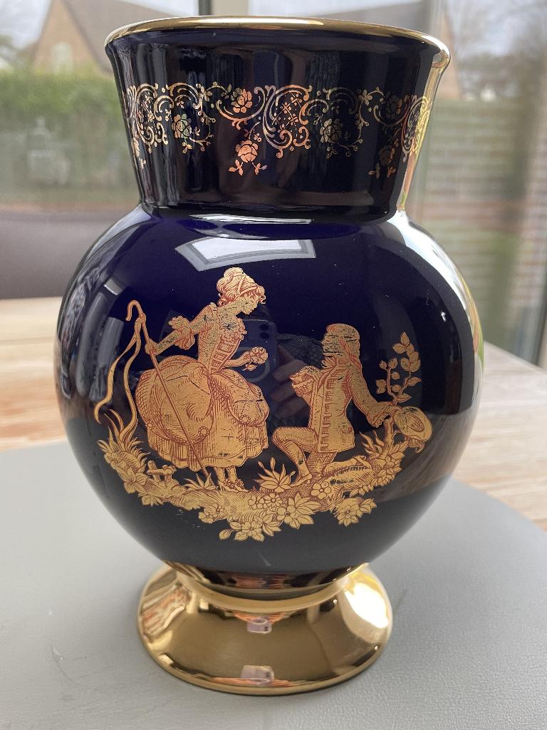 Limoges vaas  kobaltblauw, Antiek en Kunst, Ophalen of Verzenden