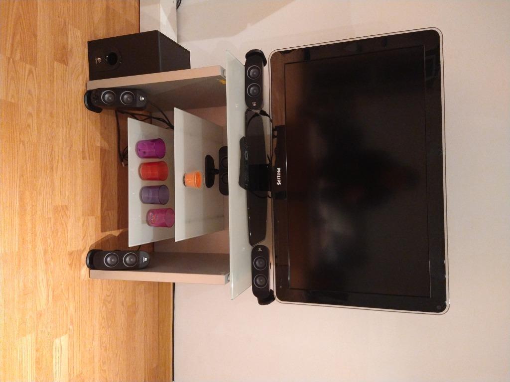 Tv meubel en tv kast Grijs glas, Ophalen, Gebruikt, 50 tot 100 cm, Glas