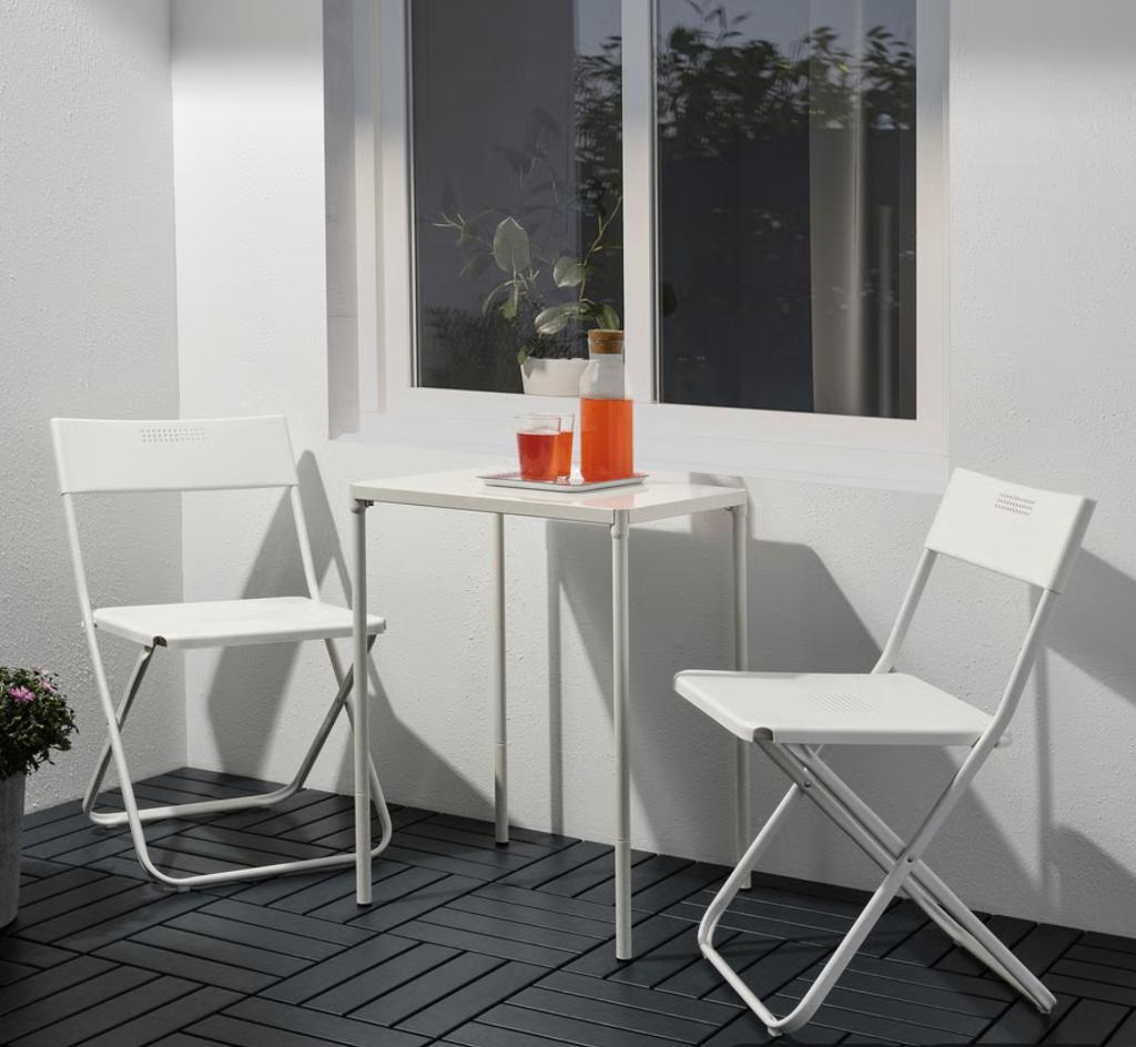 Table + 2 chaises pliantes, Jardin & Terrasse, Enlèvement, Comme neuf