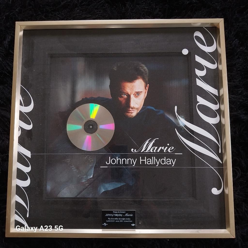 Johnny Hallyday - Marie - diamantschijf met modern frame, Ophalen, Zo goed als nieuw, Poster, Artwork of Schilderij