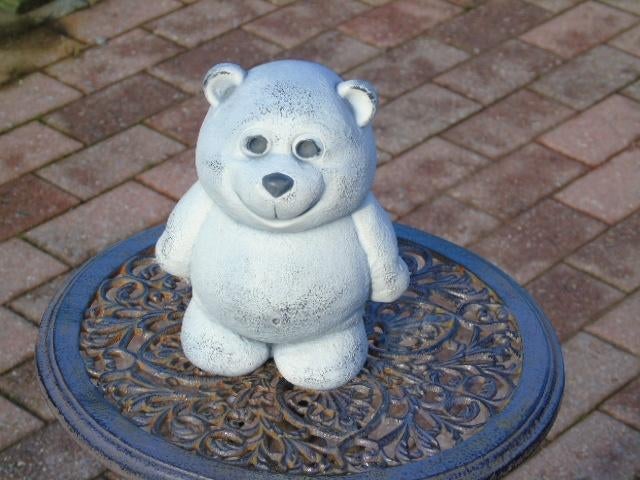 Teddybeerbeer staand in gepatineerde steen, Ophalen of Verzenden, Nieuw, Steen, Dierenbeeld