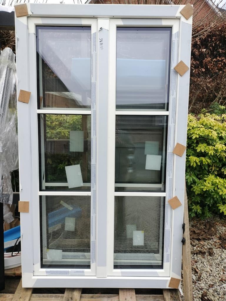 Châssis PVC fenêtre double ouvrant, 75 à 150 cm, Synthétique, Enlèvement, Vitre comprise