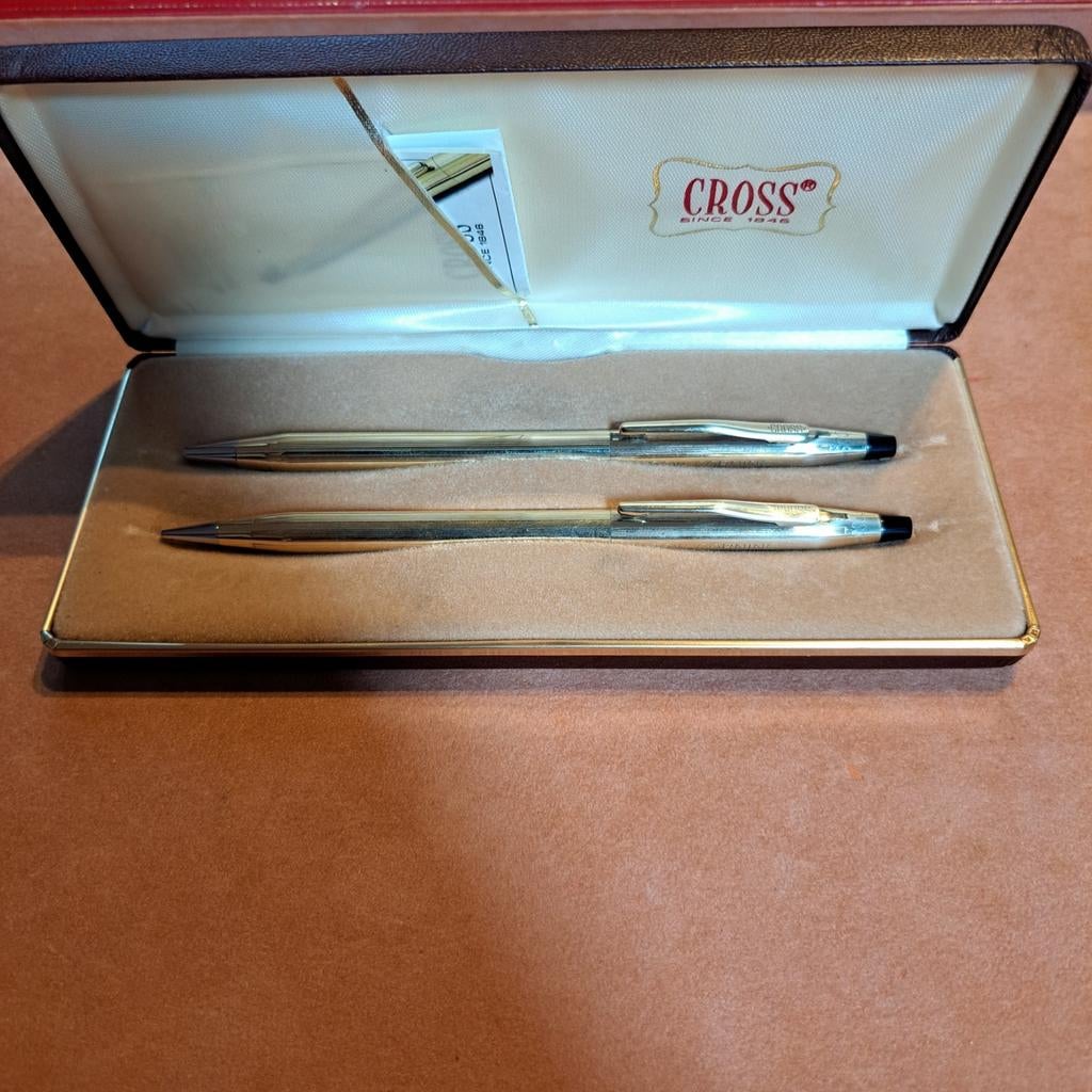 Cross gouden pennenset, Verzamelen, Pennenverzamelingen, Ophalen of Verzenden, Zo goed als nieuw, Balpen, Cross