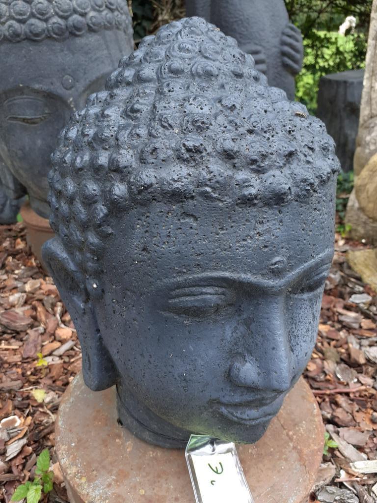 BOEDDHAHOOFD VAN GEPATINEERD STEEN (30 cm), Tuin en Terras, Ophalen of Verzenden, Nieuw, Steen, Boeddhabeeld