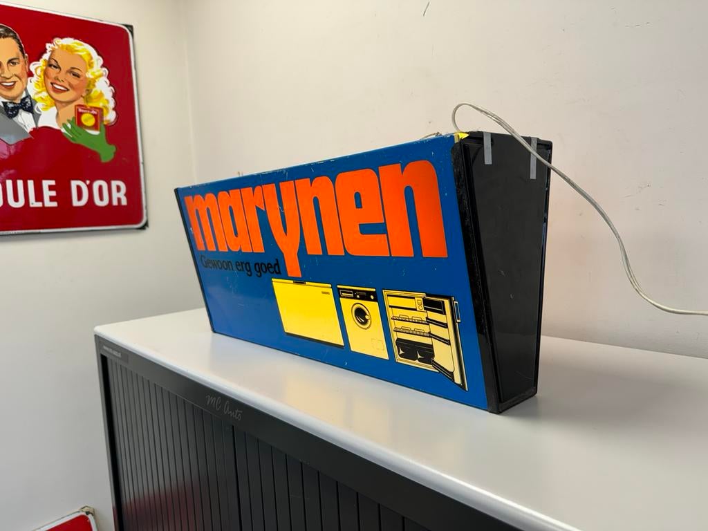 Caisson lumineux publicitaire pour produits blancs MARYNEN, Enlèvement ou Envoi, Utilisé, Table lumineuse ou lampe (néon)