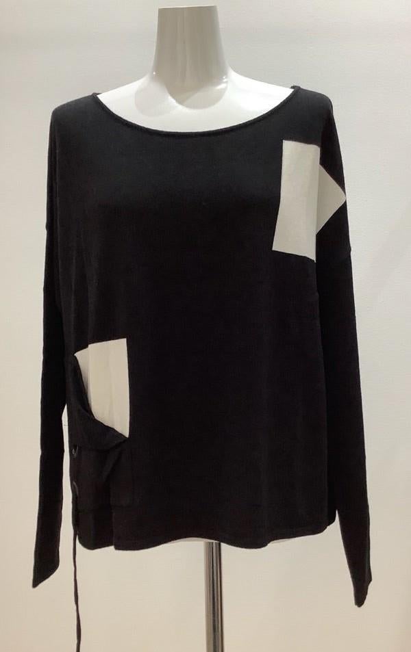 pull noir et blanc avec 1 poche Sarah Pacini neuf, Vêtements | Femmes, Pulls & Gilets, Neuf, Noir, Enlèvement ou Envoi