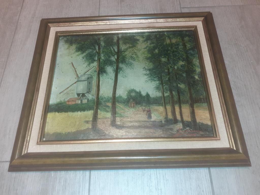 Schilderij "De Molen van Bergom" door Jos Onzia uit 1976, Antiek en Kunst, Kunst | Schilderijen | Klassiek, Ophalen