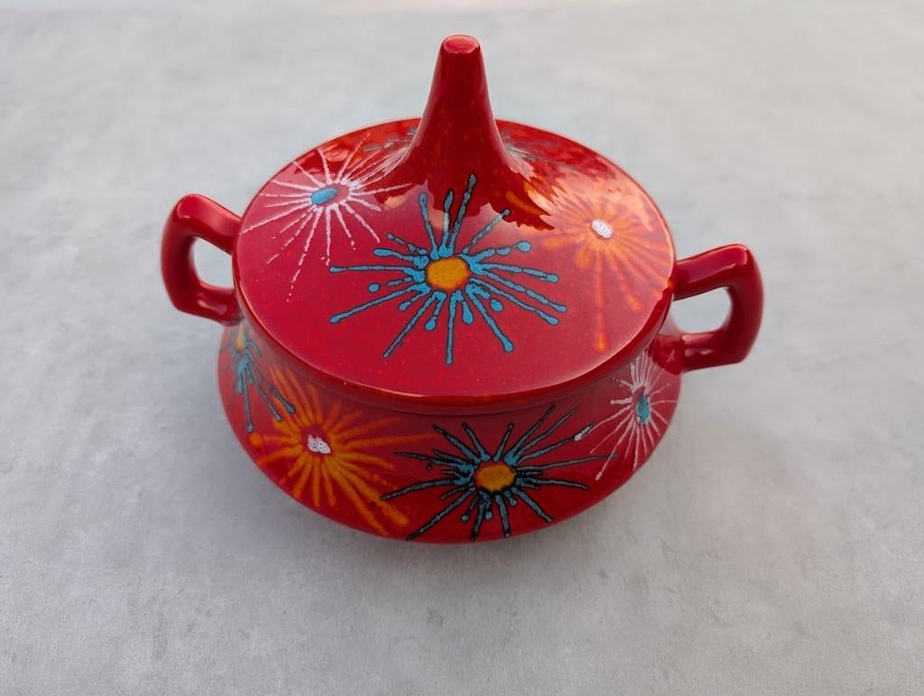 rode keramische bonbonnière van Bertoncello, Enlèvement ou Envoi