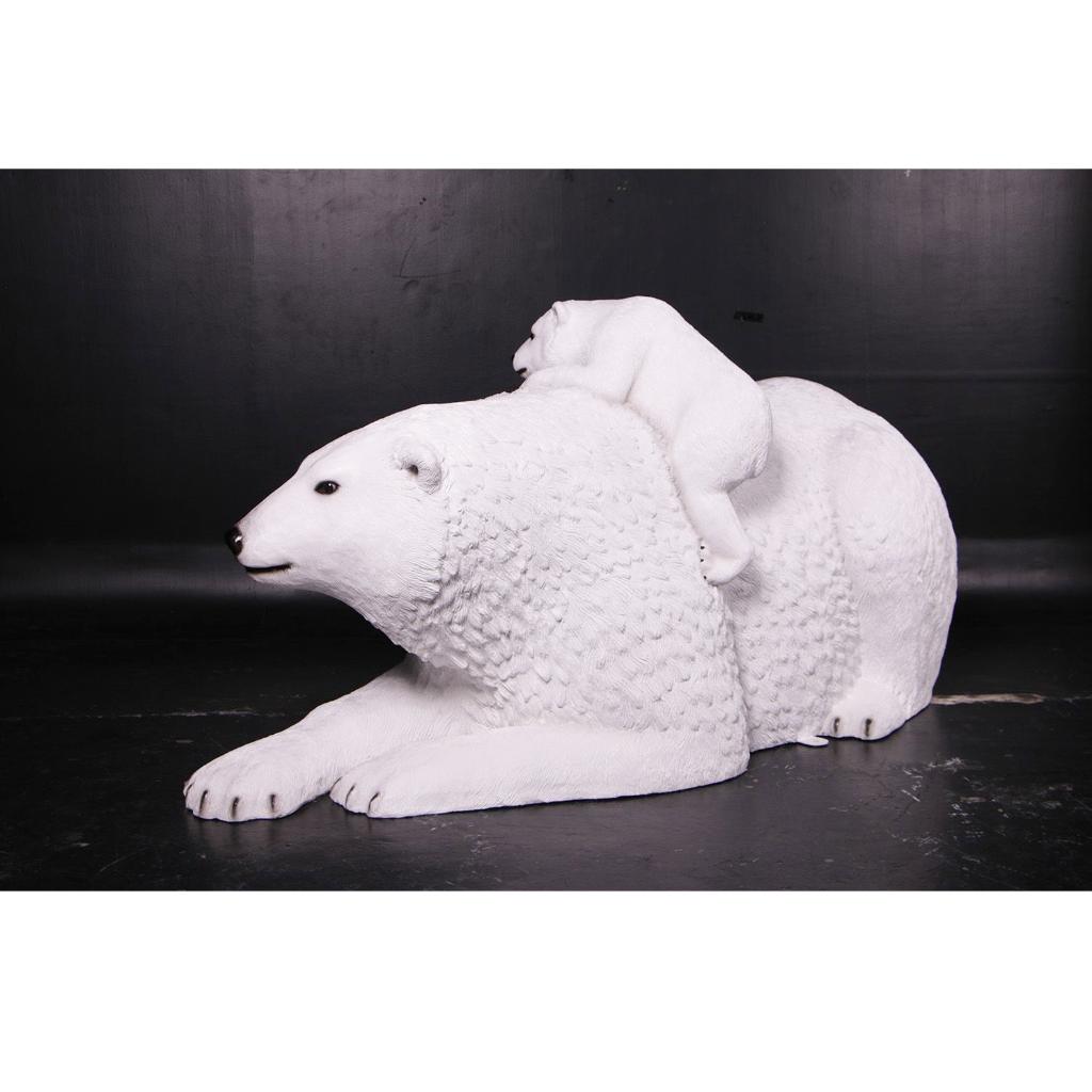 Statue d'ours polaire avec ourson - Ours polaire  190 cm
