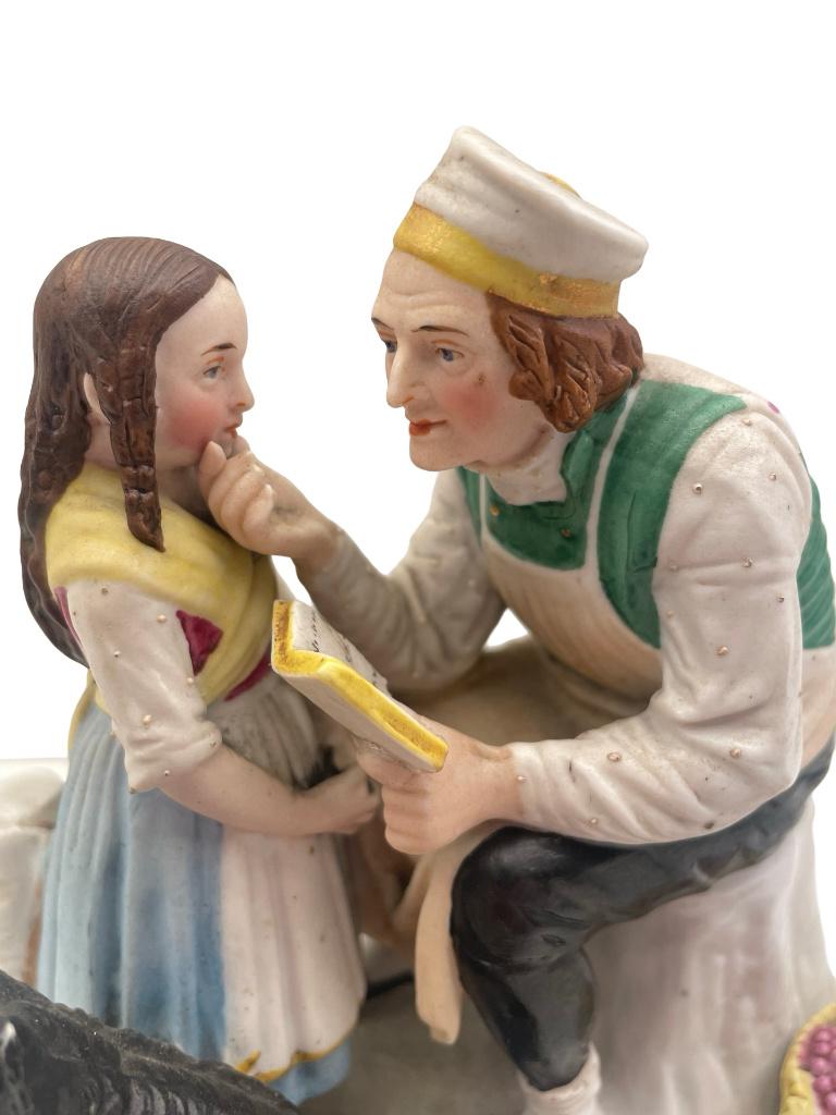 Koekjesgroep Vieil Andenne 19e eeuwse leesscène, Antiek en Kunst, Antiek | Porselein, Ophalen of Verzenden