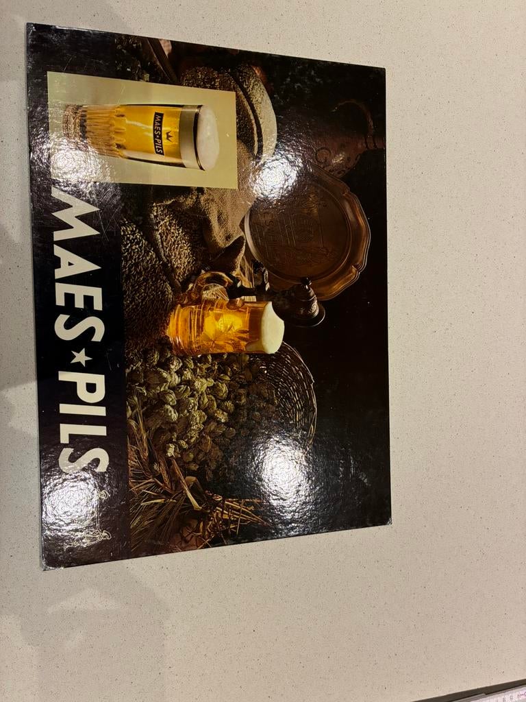 panneau d'affichage vintage Maes Pils 43,5x31,5 cm, Collections, Enlèvement, Utilisé, Panneau, Plaque ou Plaquette publicitaire