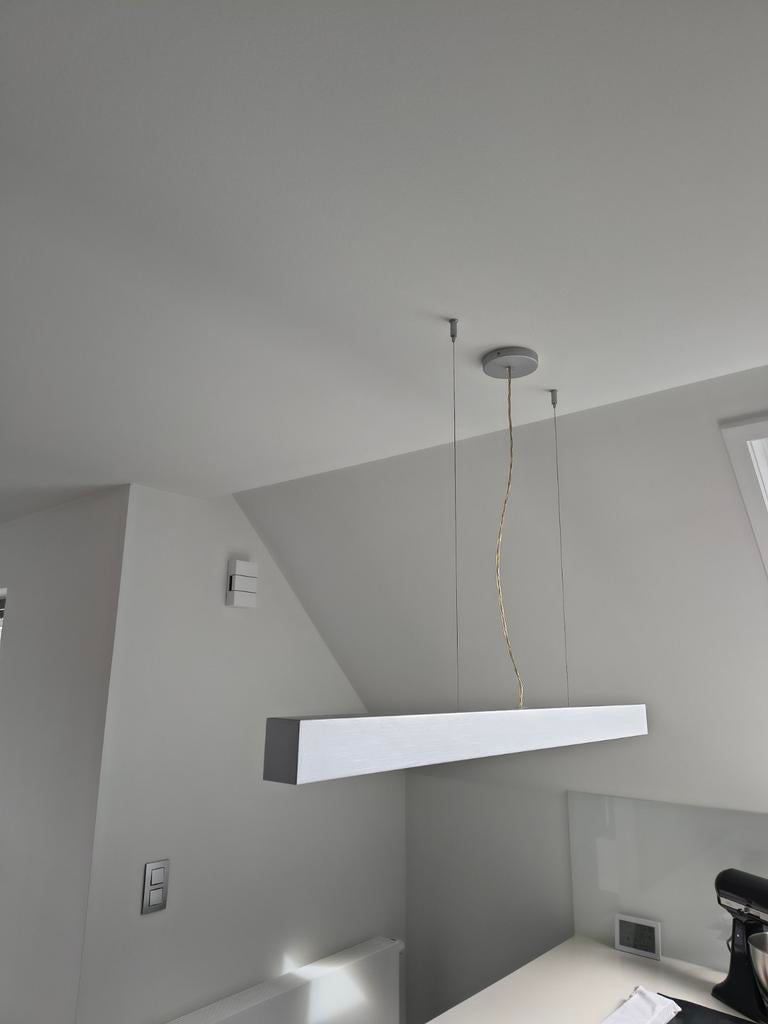 Zeer mooie hanglamp van rvs. Lengte 118 cm., Enlèvement