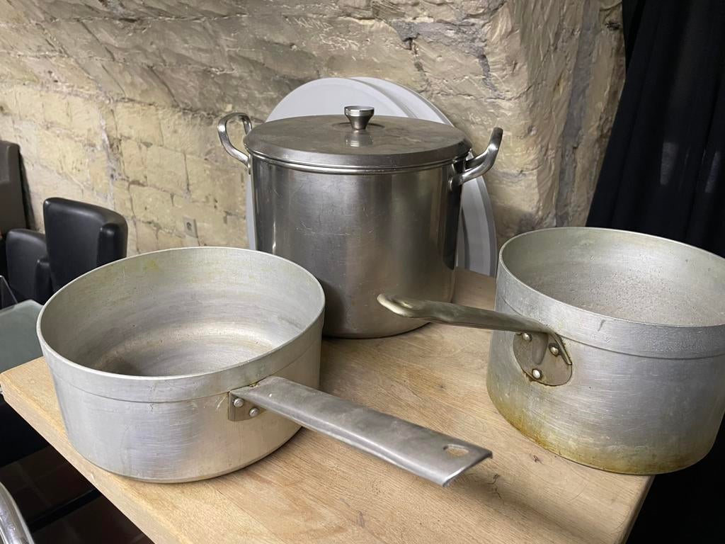 Set pannen en grote ketel, Huis en Inrichting, Keuken | Potten en Pannen, Ophalen, Zo goed als nieuw