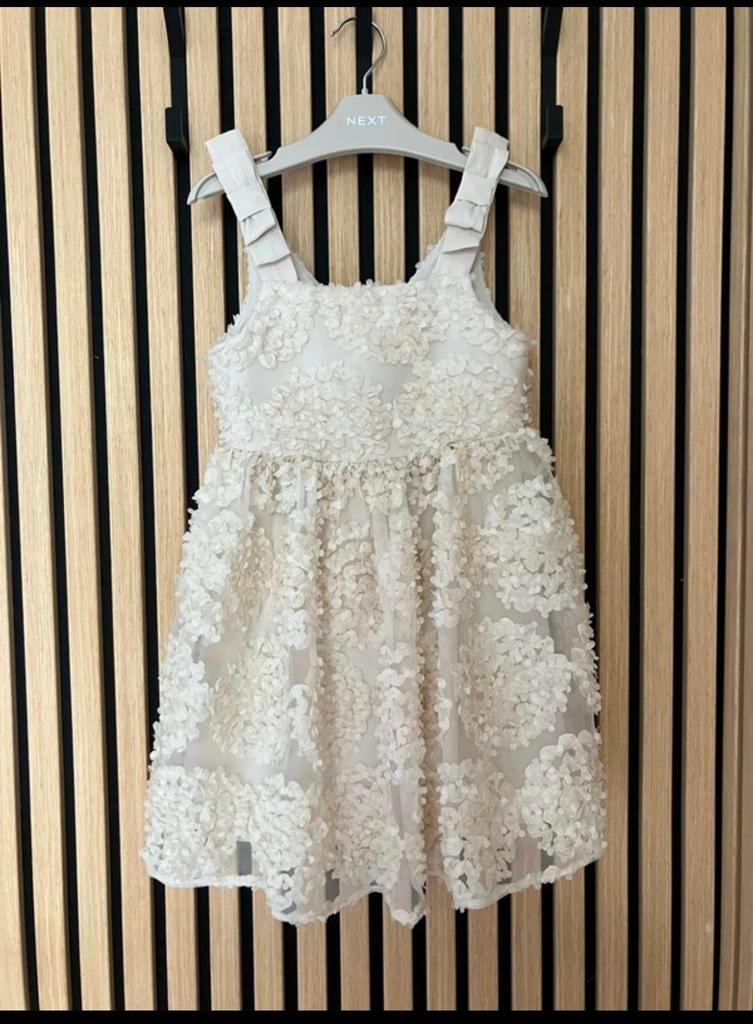 Feestjurk - maat 98 - beige/crème - Next, Ophalen, Nieuw, Meisje, Jurk of Rok