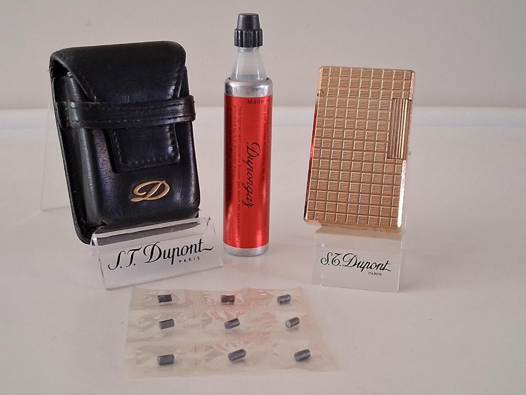 Briquet Dupont L1, modèle 20U, plaqué or 18 carats, Collections, Enlèvement ou Envoi, Utilisé, Briquet